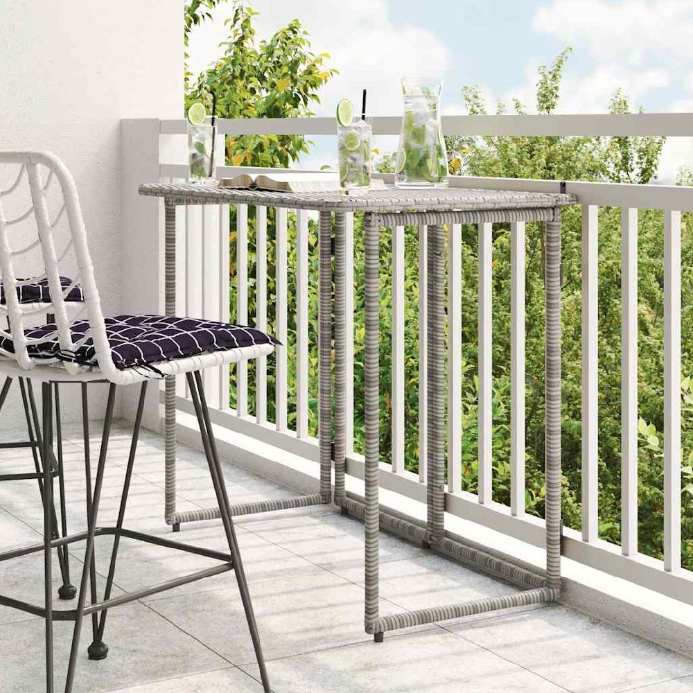 vidaXL Mesa de jardín plegable gris 90x51x75 cm ratán sintético