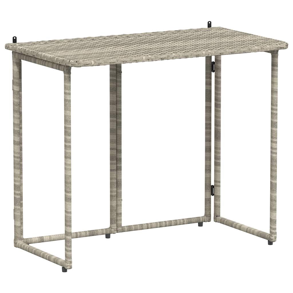 VidaXL Mesa De Jardín Plegable Gris Claro 90x51x75 Cm Ratán Sintético