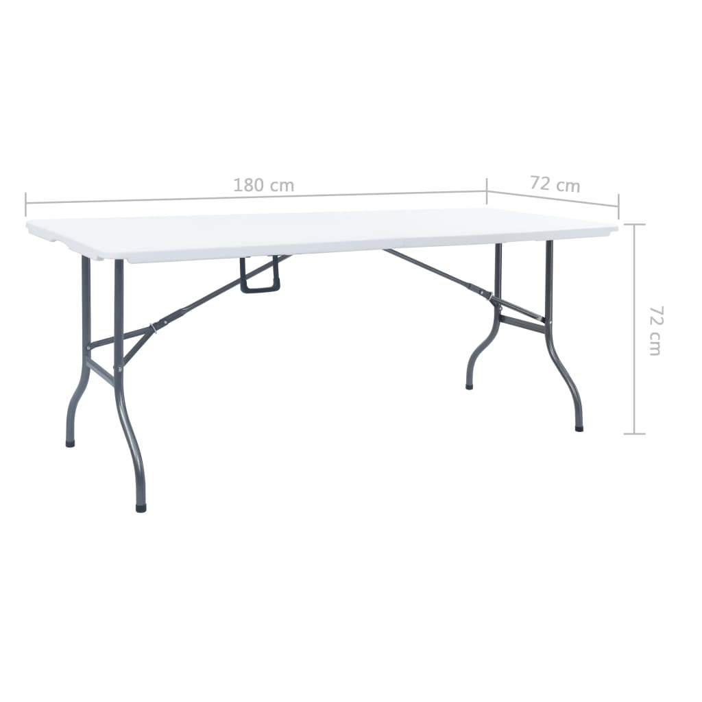 VidaXL Mesa De Jardín Plegable HDPE Blanco 180x72x72 Cm