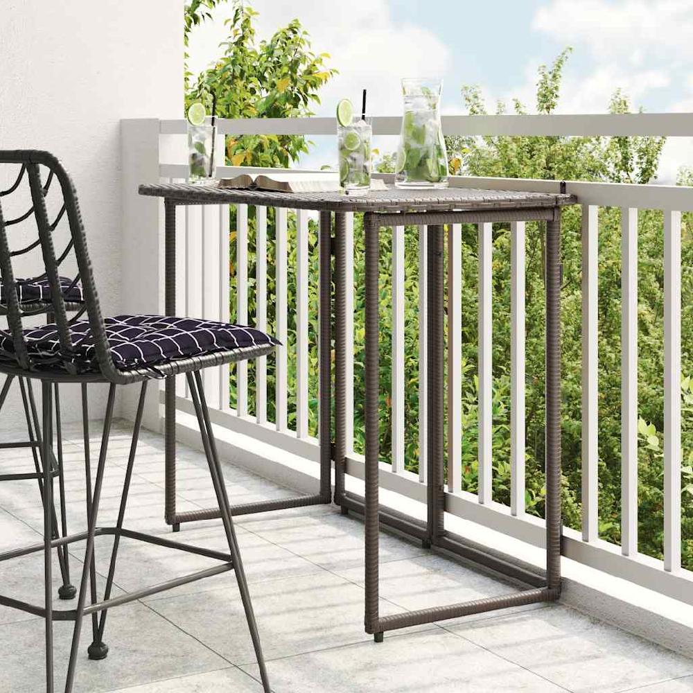 vidaXL Mesa de jardín plegable marrón 90x51x75 cm ratán sintético