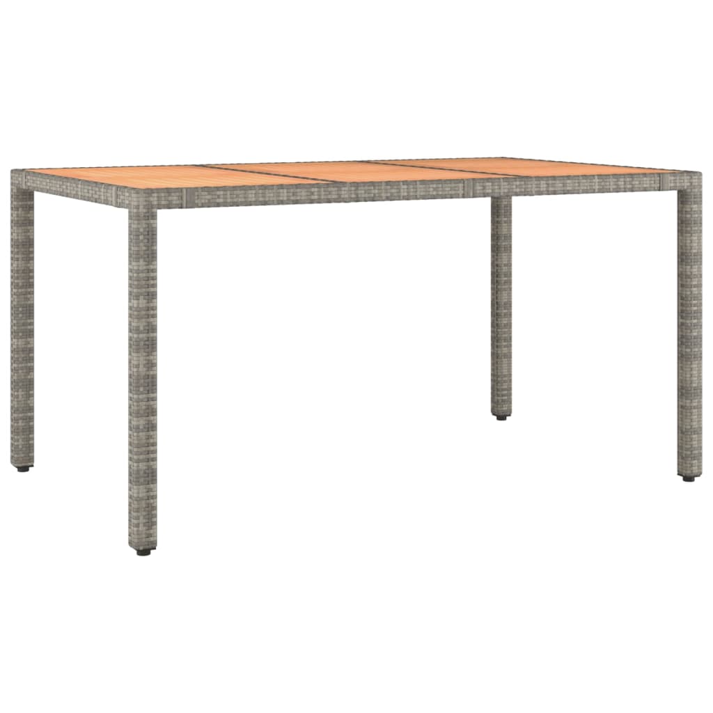 VidaXL Mesa De Jardín Ratán PE Gris Y Superficie Madera Maciza Acacia