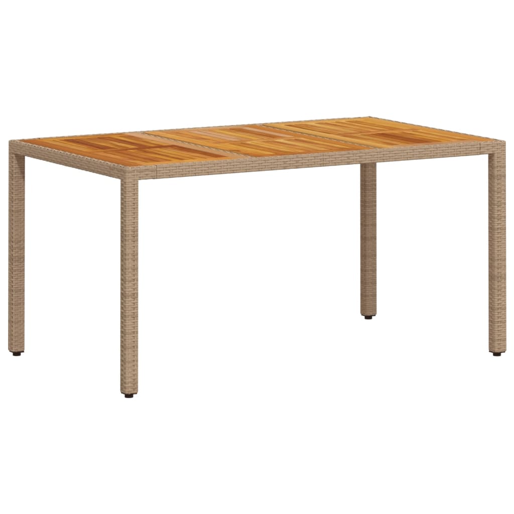 VidaXL Mesa De Jardín Ratán PE Y Madera Acacia Beige 150x90x75 Cm