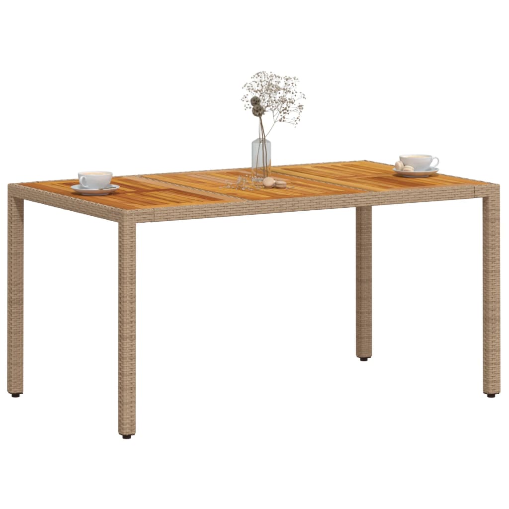 VidaXL Mesa De Jardín Ratán PE Y Madera Acacia Beige 150x90x75 Cm