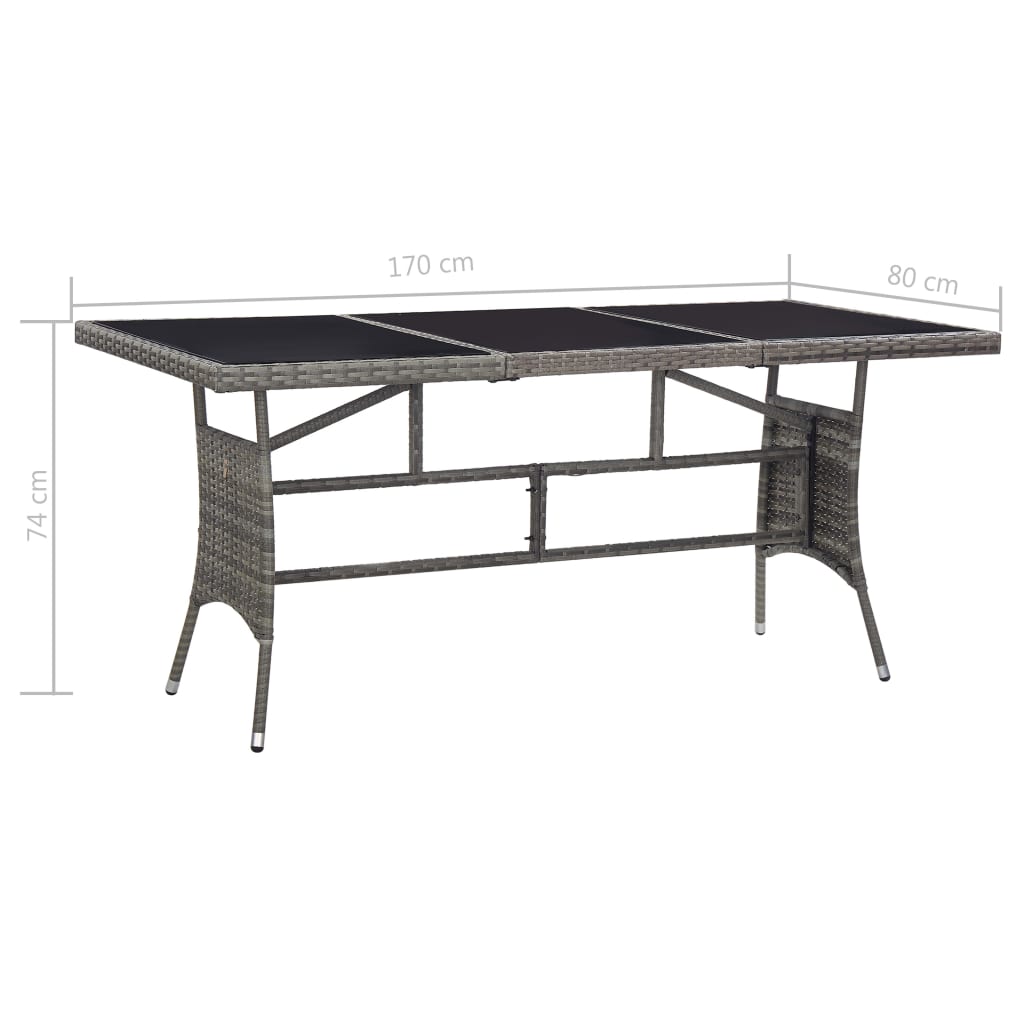 VidaXL Mesa De Jardín Ratán Sintético Gris 170x80x74 Cm