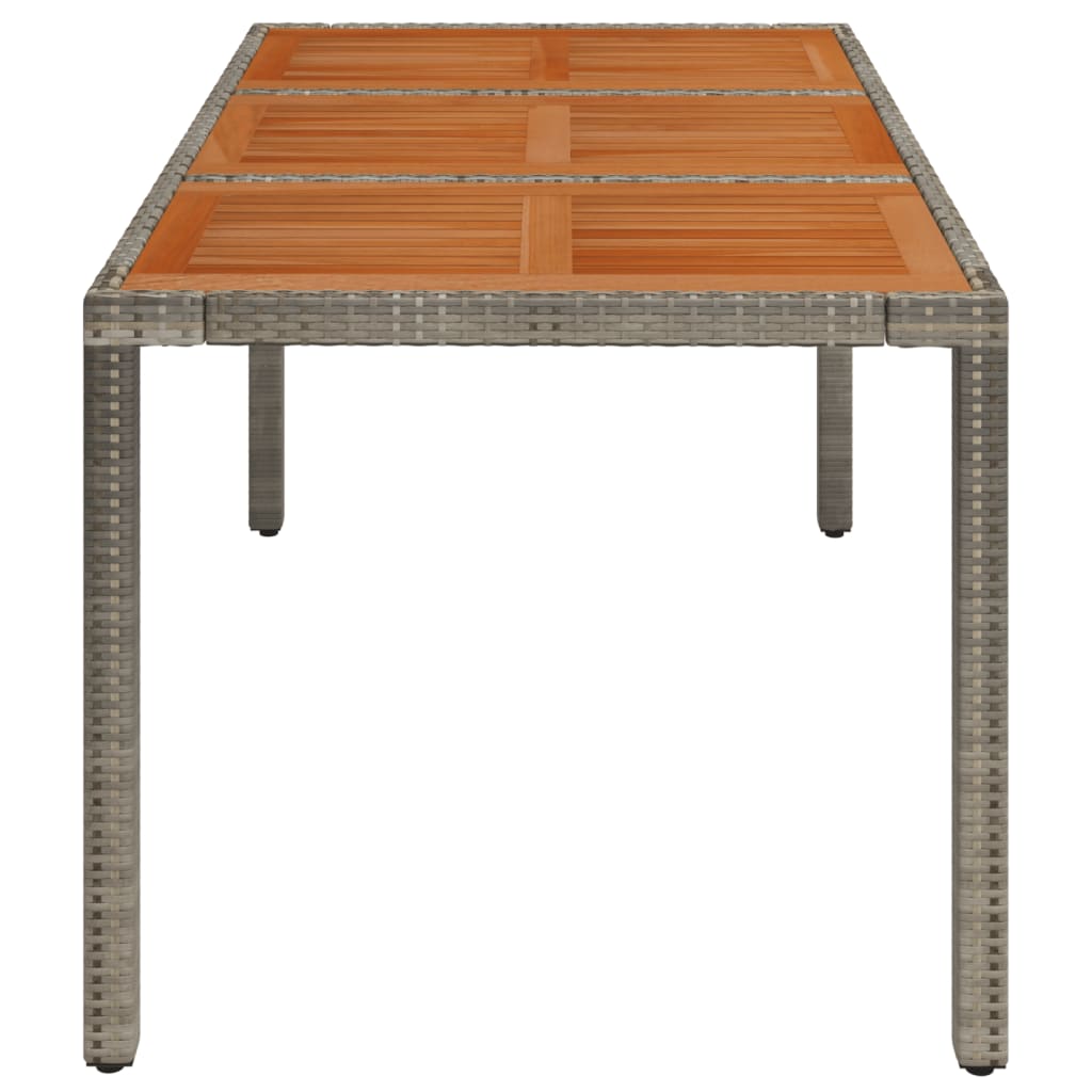 VidaXL Mesa De Jardín Superficie De Madera Ratán PE Gris 150x90x75 Cm