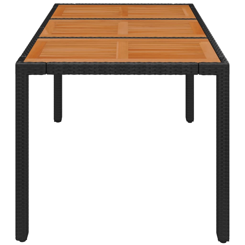 VidaXL Mesa De Jardín Superficie De Madera Ratán PE Negro 150x90x75 Cm