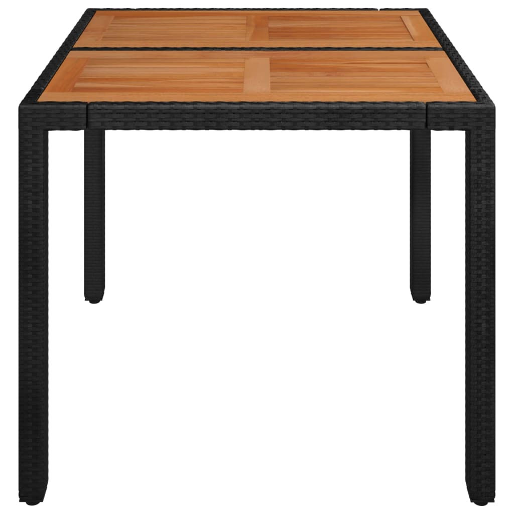 VidaXL Mesa De Jardín Superficie De Madera Ratán PE Negro 90x90x75 Cm