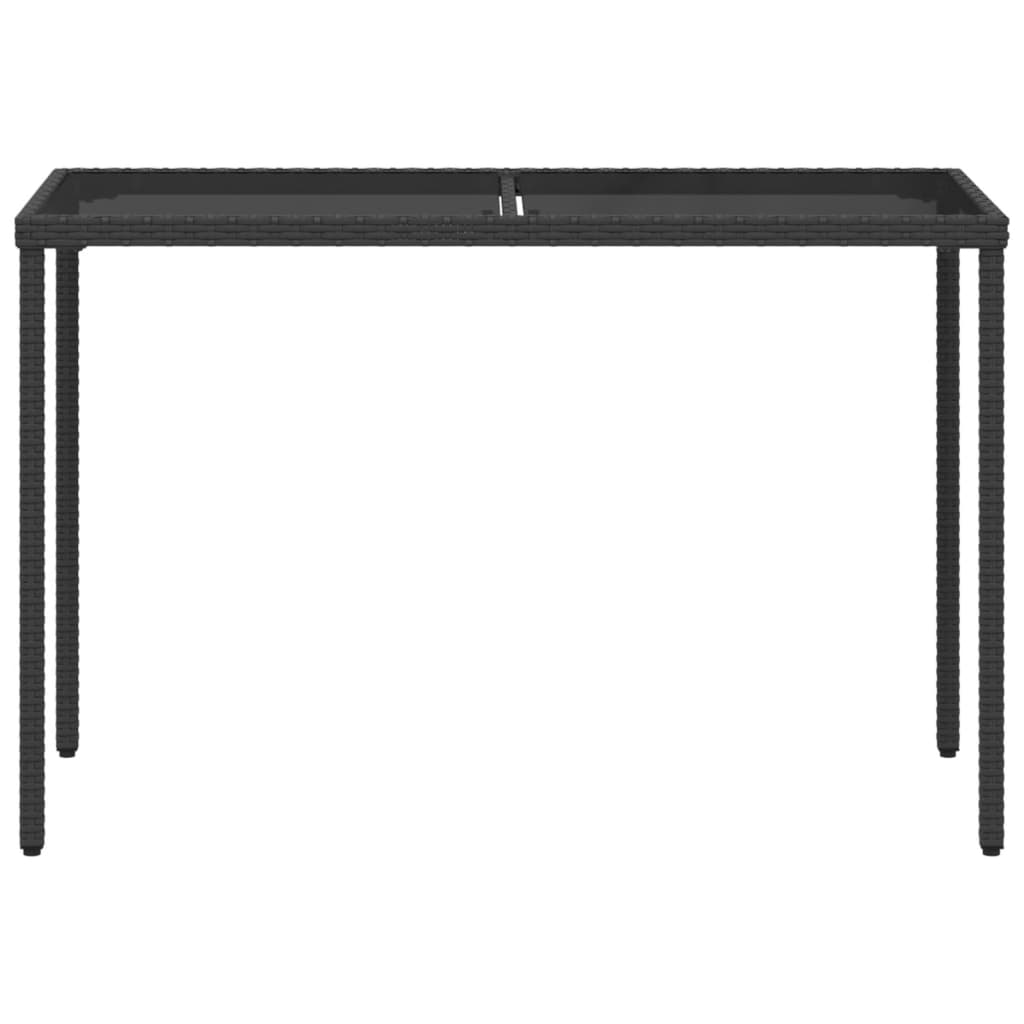 VidaXL Mesa De Jardín Superficie De Vidrio Ratán PE Negro 115x54x74 Cm
