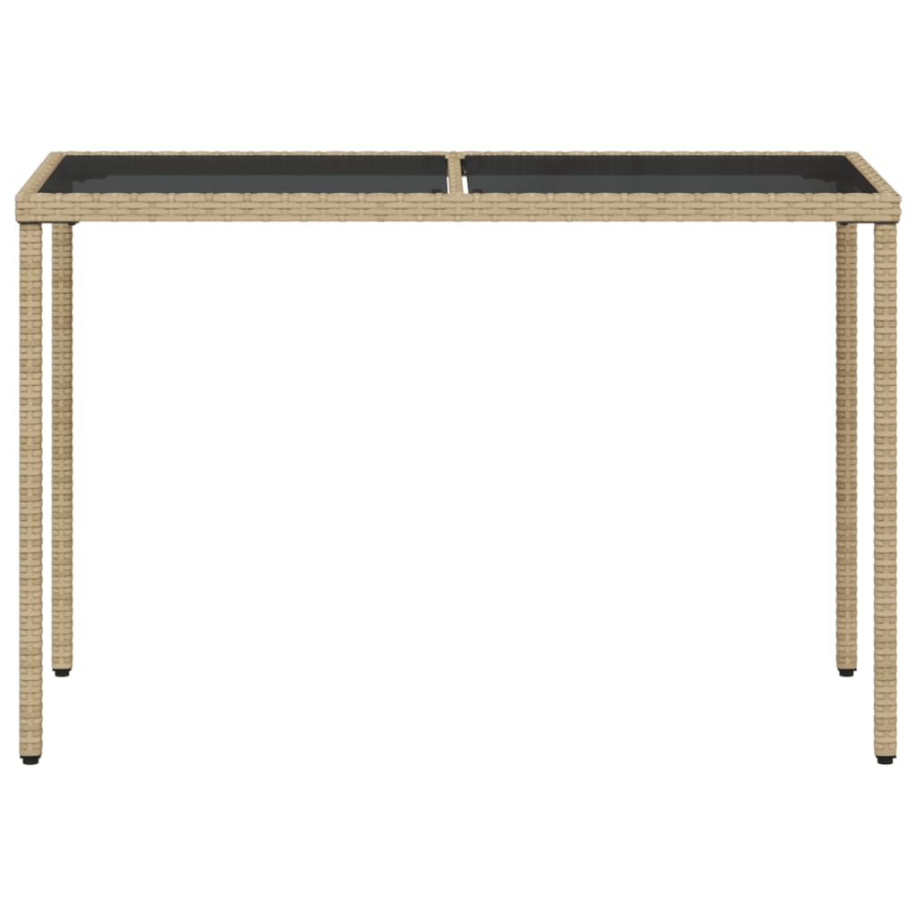 VidaXL Mesa De Jardín Superficie De Vidrio Ratán PE Beige 115x54x74 Cm