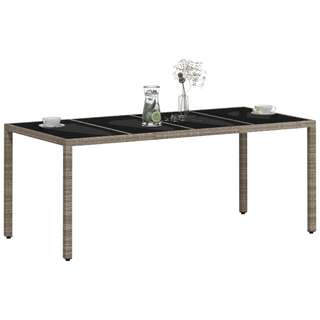 VidaXL Mesa De Jardín Superficie De Vidrio Ratán PE Gris 190x90x75 Cm