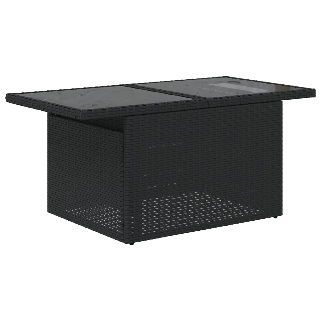 VidaXL Mesa De Jardín Superficie De Vidrio Ratán PE Negro 100x55x73 Cm