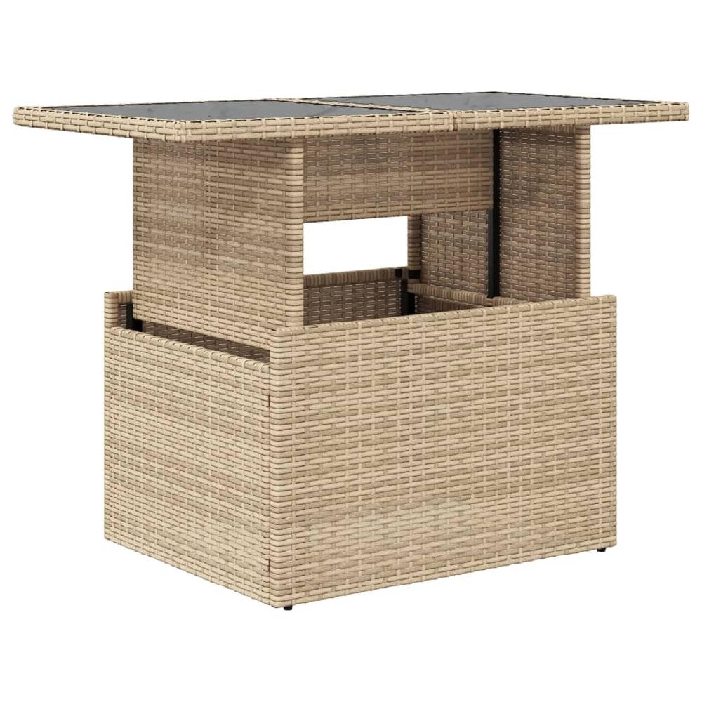 VidaXL Mesa De Jardín Superficie De Vidrio Ratán PE Beige 100x55x73 Cm