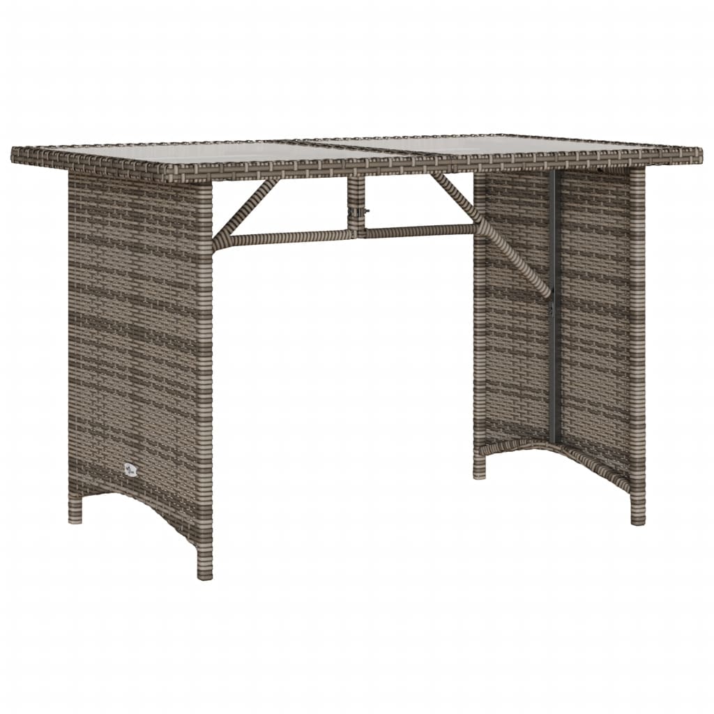 VidaXL Mesa De Jardín Superficie De Vidrio Ratán PE Gris 110x68x70 Cm