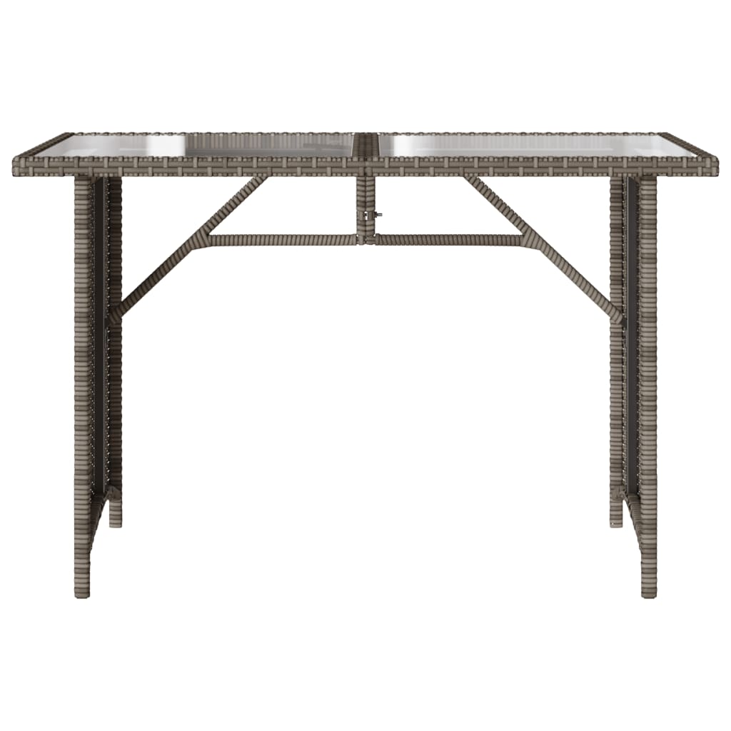 VidaXL Mesa De Jardín Superficie De Vidrio Ratán PE Gris 110x68x70 Cm