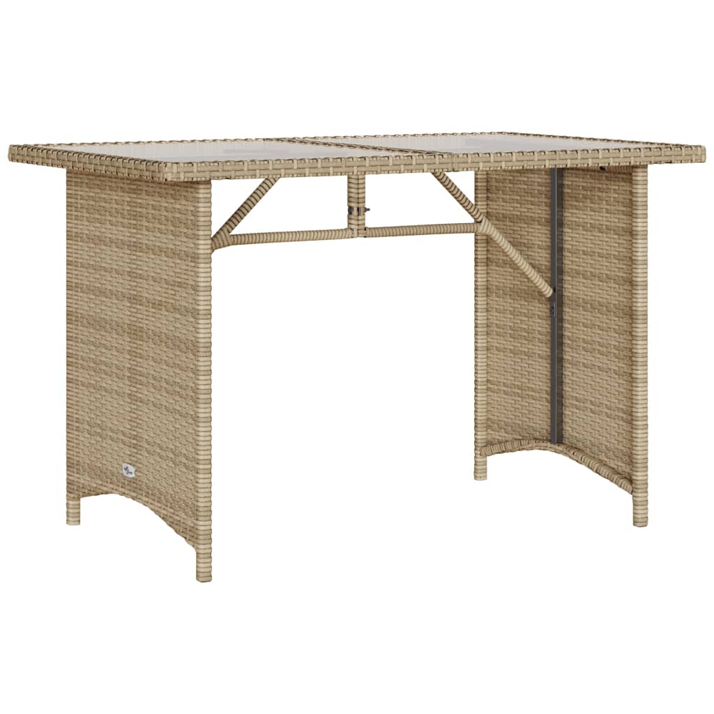 VidaXL Mesa De Jardín Superficie De Vidrio Ratán PE Beige 110x68x70 Cm