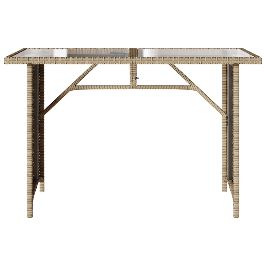 VidaXL Mesa De Jardín Superficie De Vidrio Ratán PE Beige 110x68x70 Cm