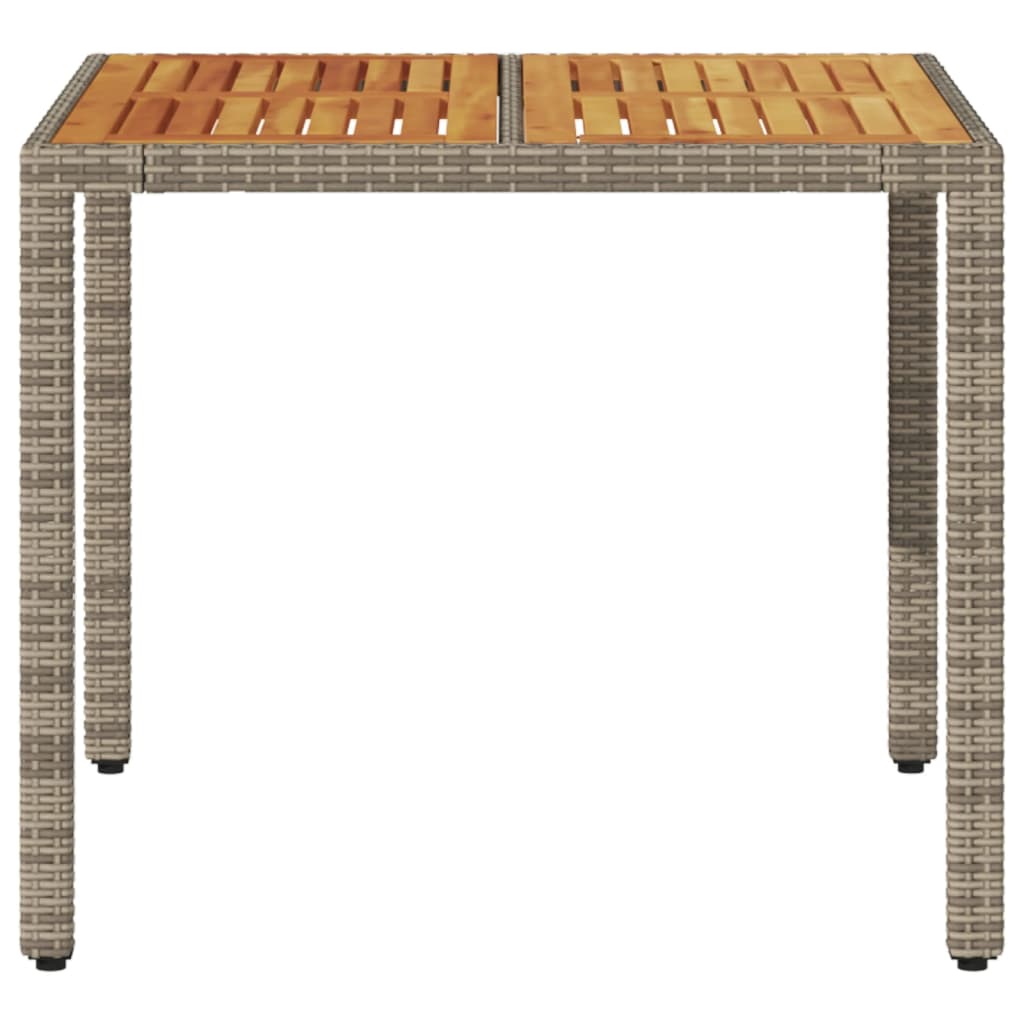 VidaXL Mesa De Jardín Superficie Madera Acacia Ratán Gris 90x90x75 Cm