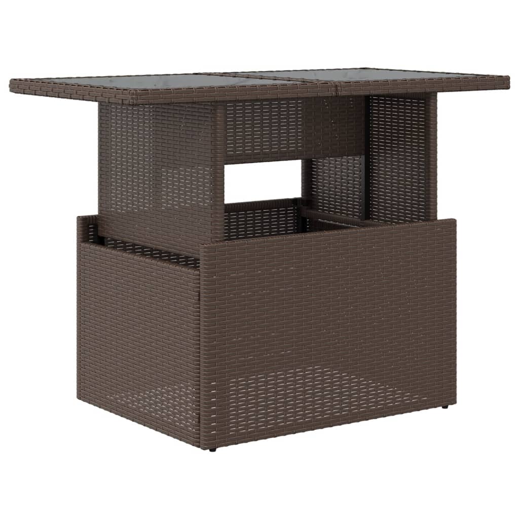 VidaXL Mesa De Jardín Superficie Vidrio Ratán PE Marrón 100x55x73 Cm