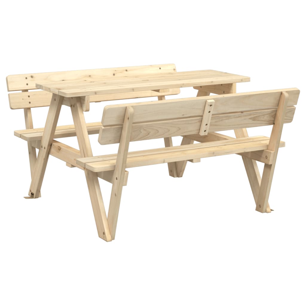 VidaXL Mesa De Picnic Para 4 Niños Agujero Para Sombrilla Madera Abeto