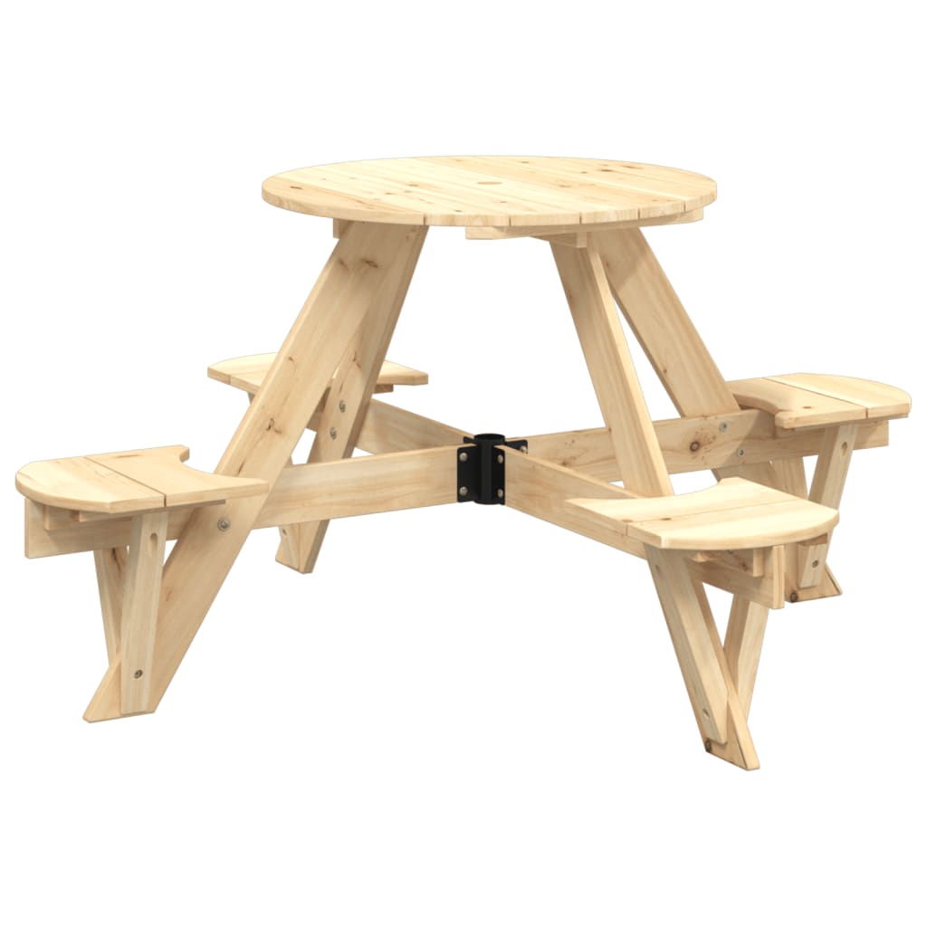 VidaXL Mesa De Picnic Para 4 Niños Agujero Para Sombrilla Madera Abeto