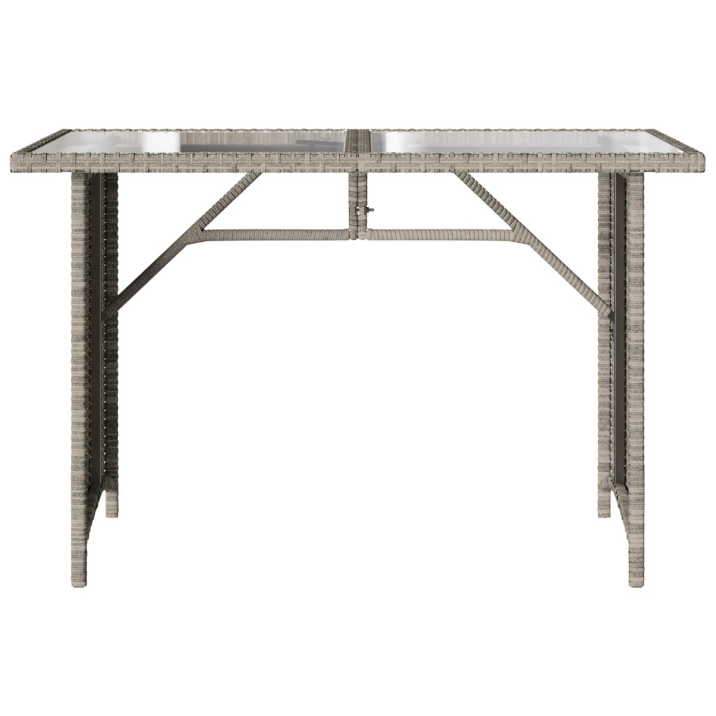 VidaXL Mesa Jardín Superficie Vidrio Ratán PE Gris Claro 110x68x70 Cm