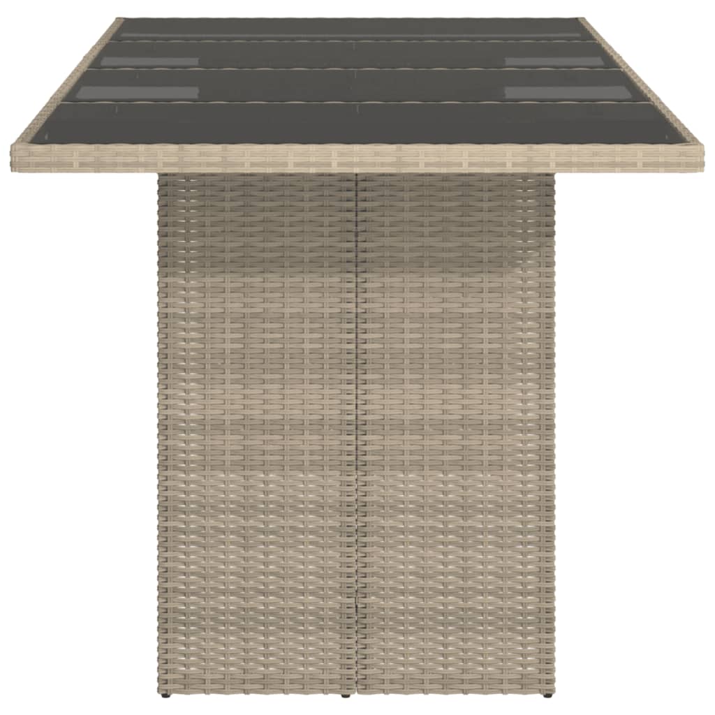 VidaXL Mesa Jardín Superficie Vidrio Ratán PE Gris Claro 190x80x74 Cm