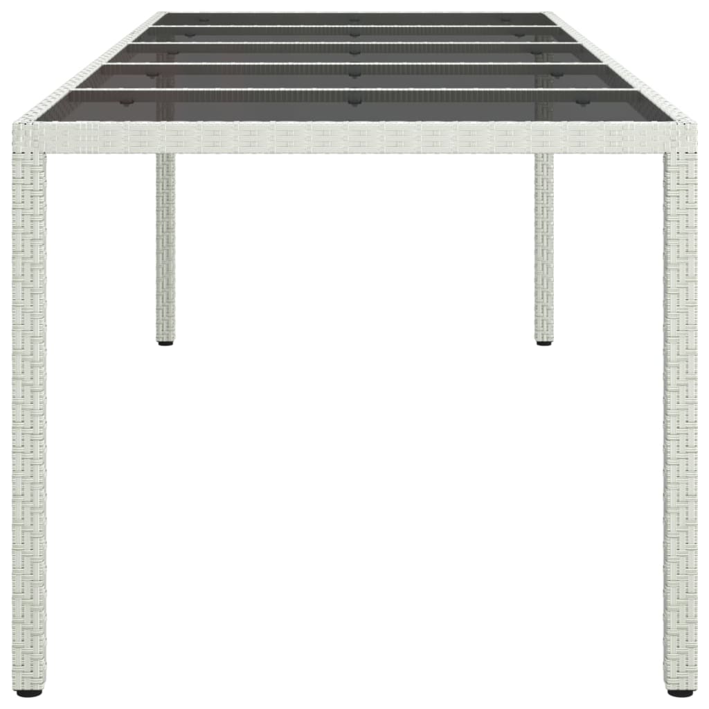 VidaXL Mesa Jardín Vidrio Templado Ratán Sintético Blanco 250x100x75cm