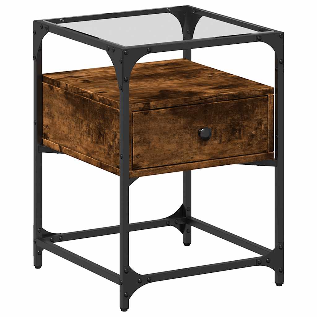 VidaXL Mesita De Noche Madera De Ingeniería Roble Ahumado 40x40x55 Cm