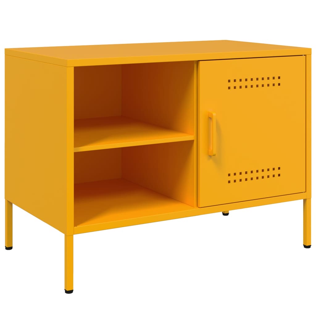 VidaXL Mueble De TV De Acero Amarillo Mostaza 68x39x50 5 Cm