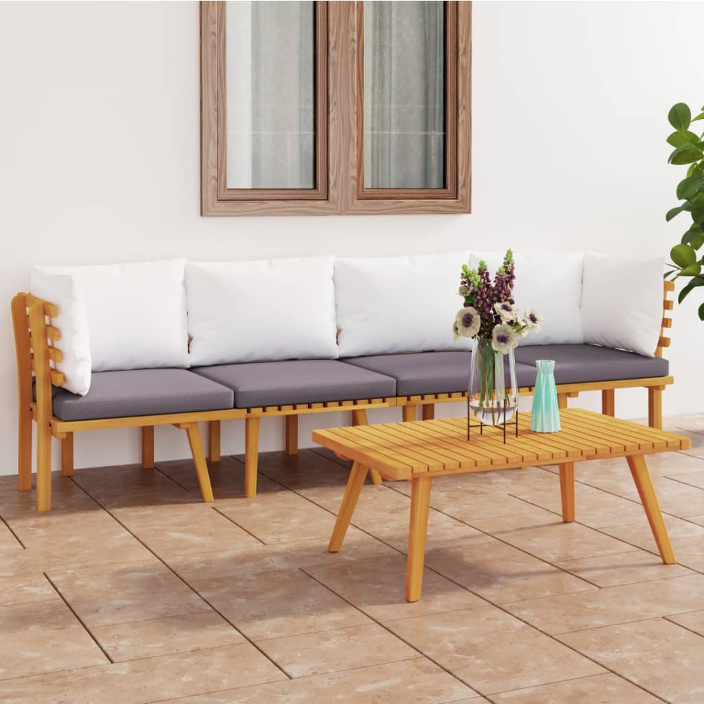 vidaXL Muebles de jardín 4 piezas con cojines madera maciza de acacia