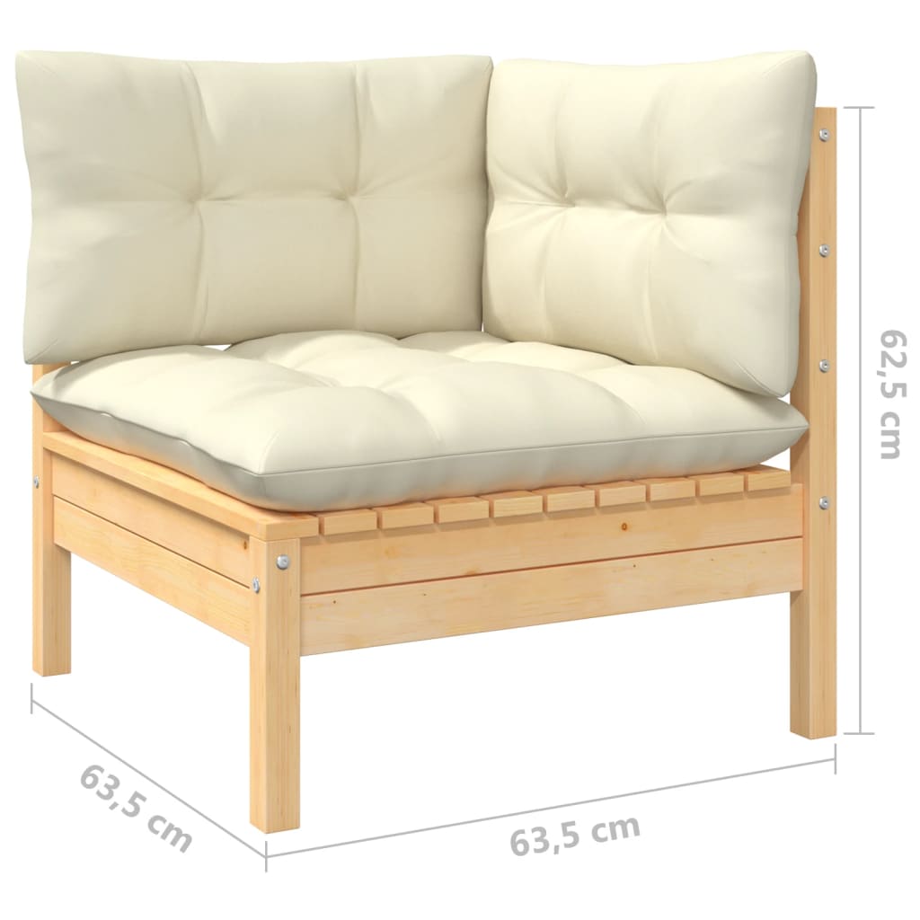 VidaXL Muebles De Jardín 6 Piezas Cojines Madera De Pino Color Crema