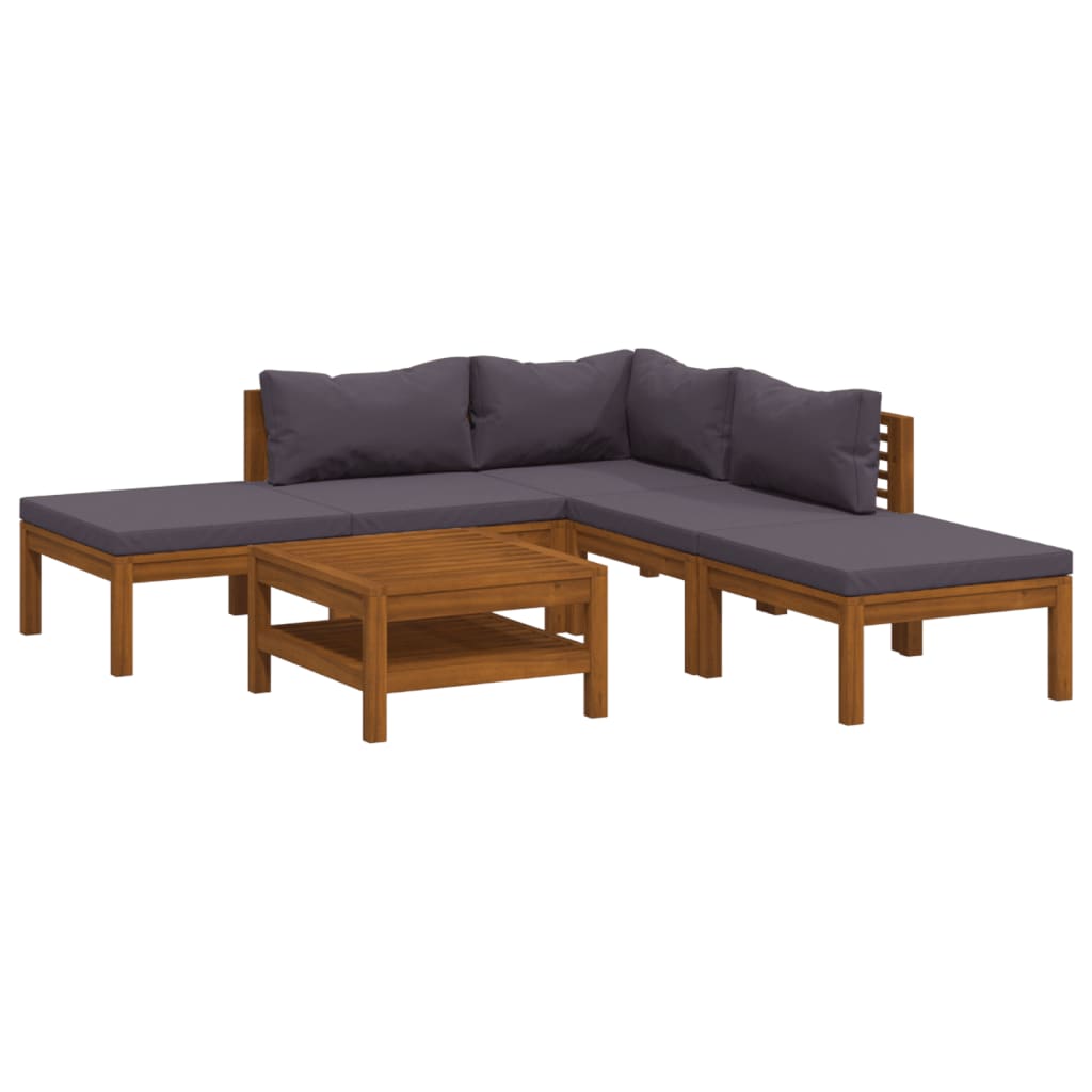 VidaXL Muebles De Jardín 6 Pzas Cojines Madera Maciza De Acacia