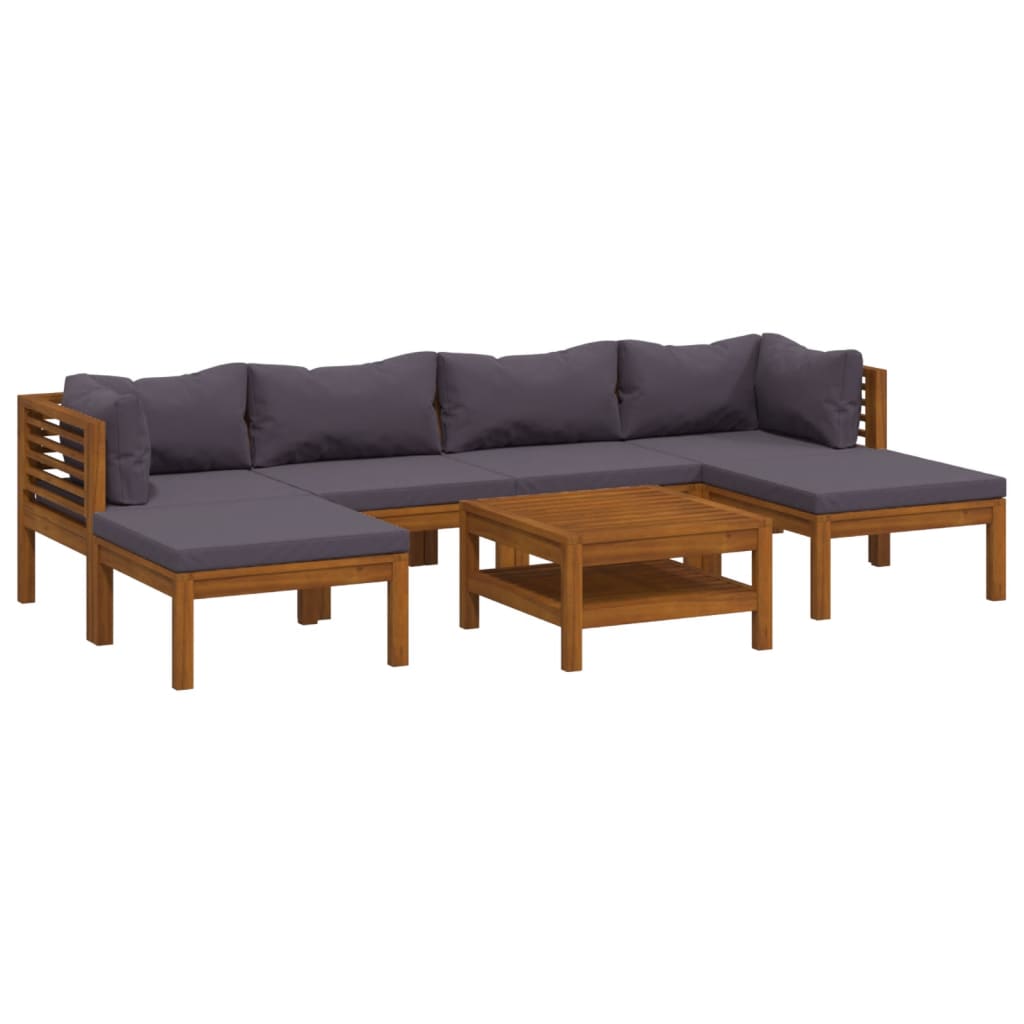 VidaXL Muebles De Jardín 7 Pzas Cojines Madera Maciza De Acacia
