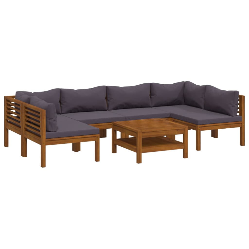 VidaXL Muebles De Jardín 7 Pzas Cojines Madera Maciza De Acacia