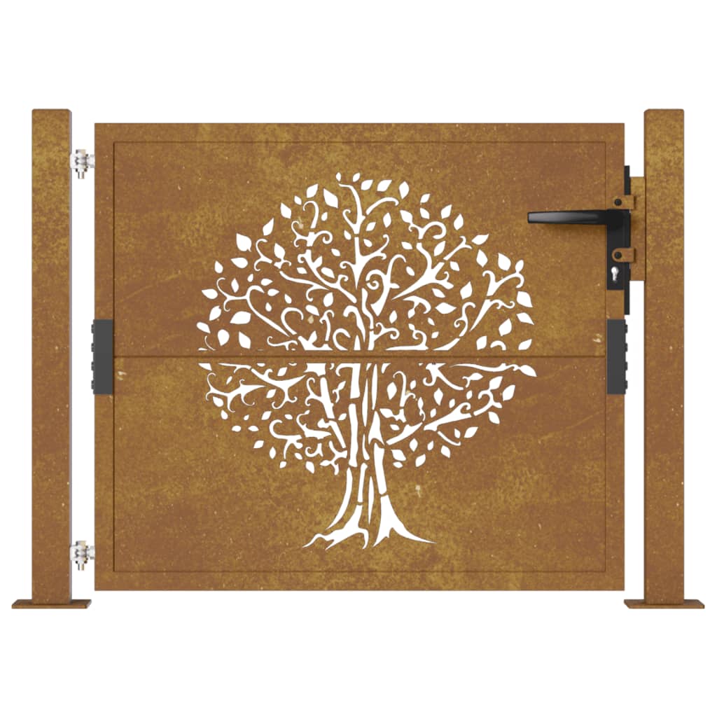 VidaXL Puerta De Jardín Acero Corten Diseño árbol 105x105 Cm