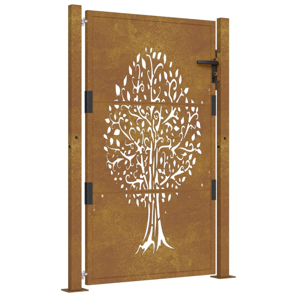 VidaXL Puerta De Jardín Acero Corten Diseño árbol 105x130 Cm