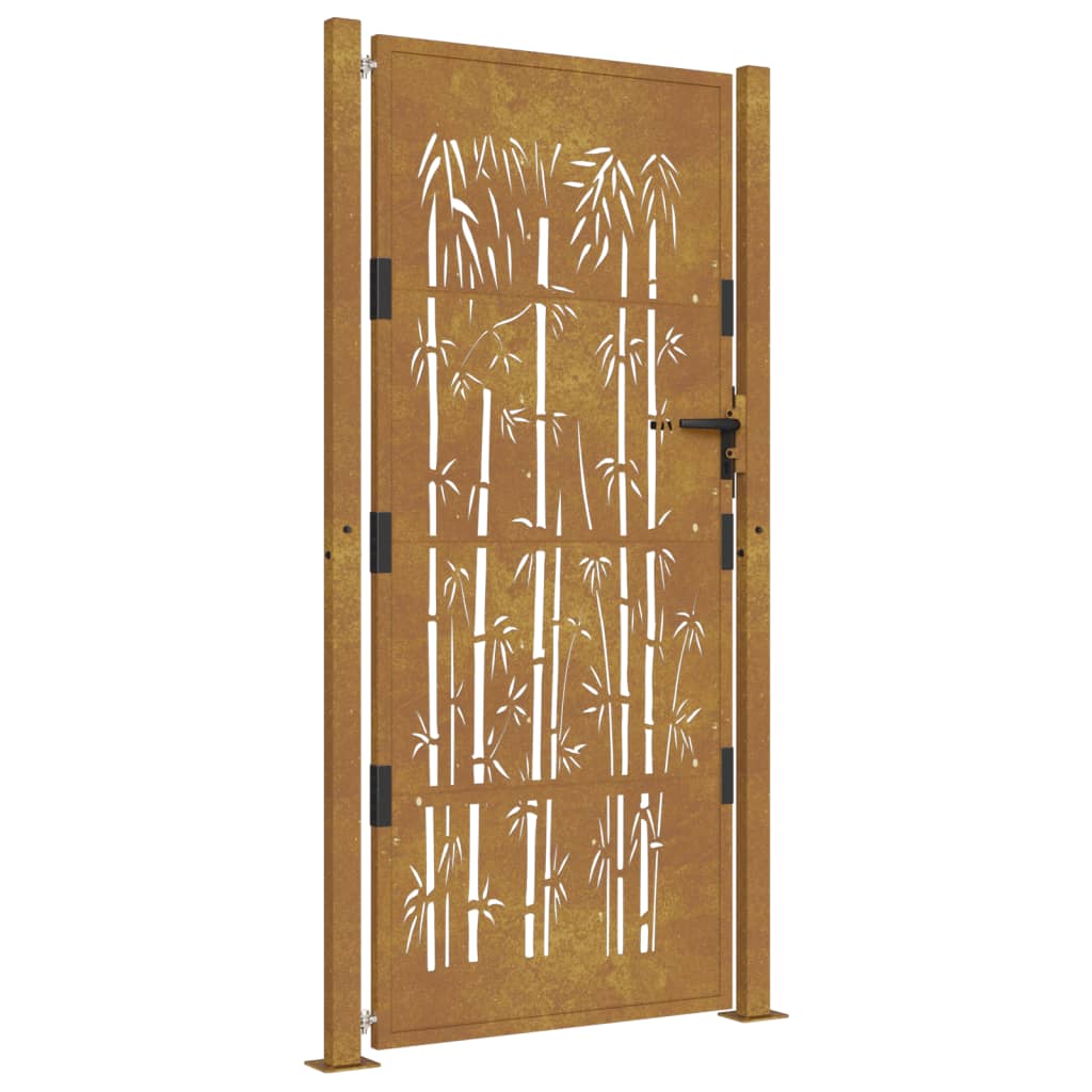 VidaXL Puerta De Jardín Acero Corten Diseño Bambú 105x205 Cm