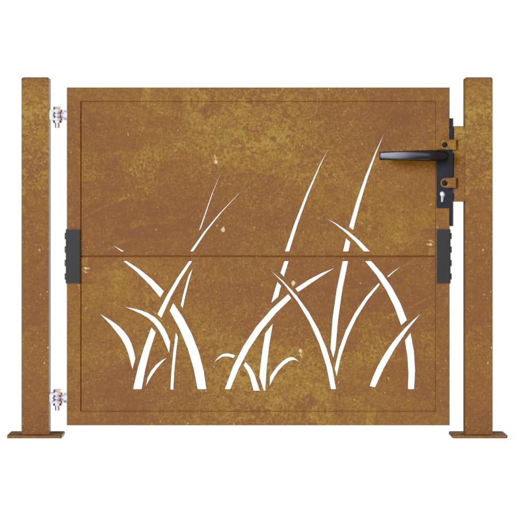 VidaXL Puerta De Jardín Acero Corten Diseño Hierba 105x105 Cm