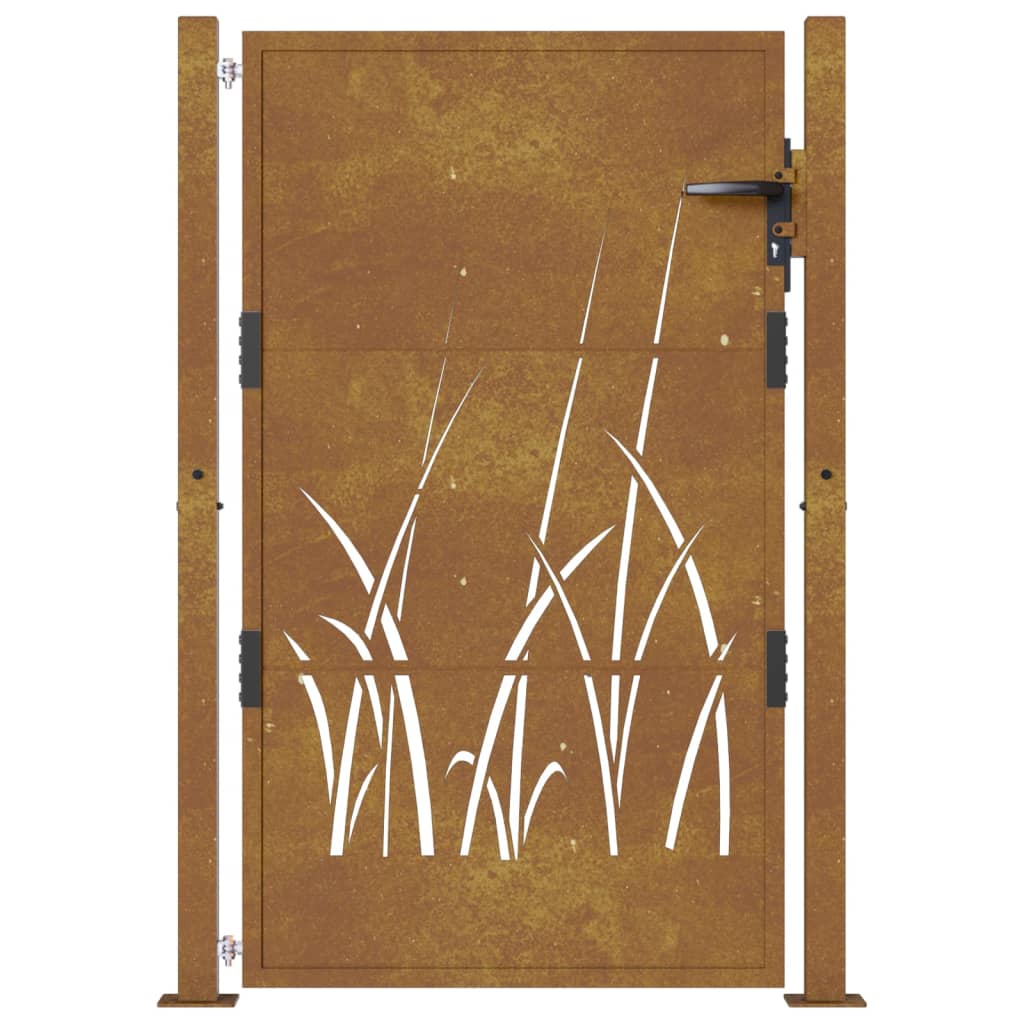 VidaXL Puerta De Jardín Acero Corten Diseño Hierba 105x155 Cm