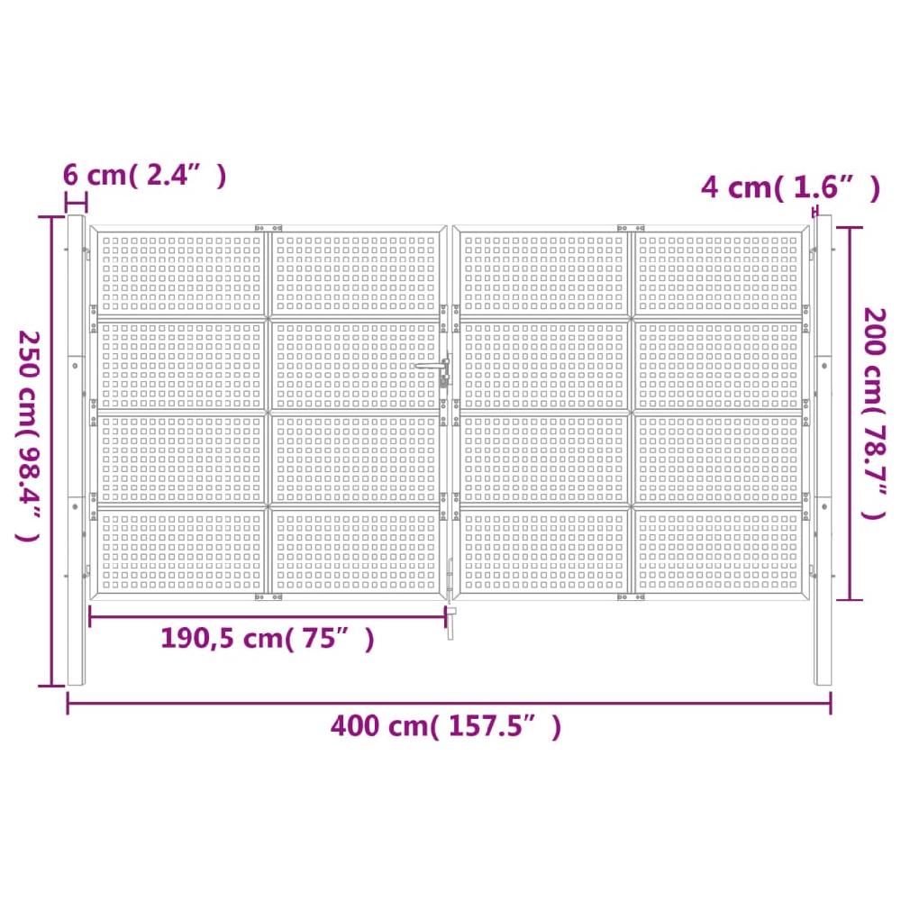 VidaXL Puerta De Jardín Acero Gris Antracita 400x200 Cm