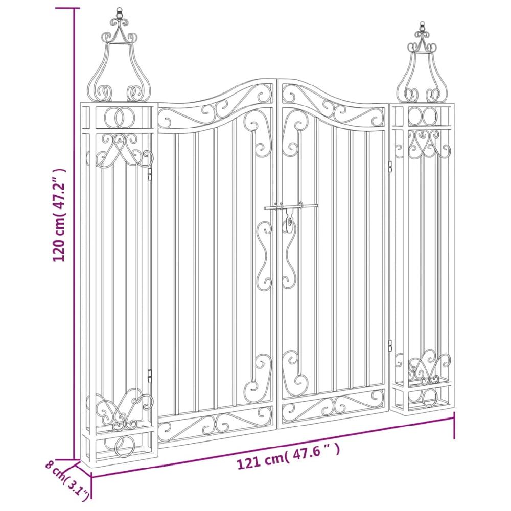 VidaXL Puerta De Jardín De Hierro Forjado Negro 121x8x120 Cm