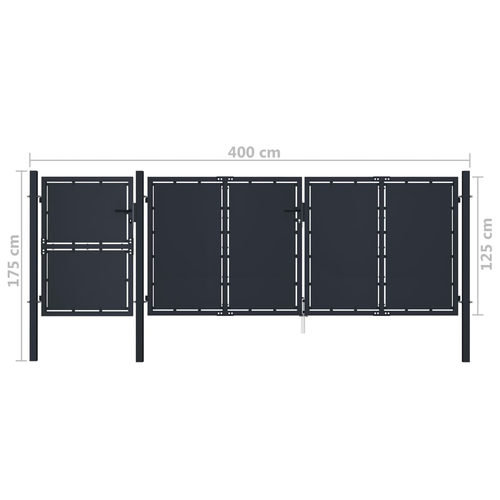 VidaXL Puerta De Jardín Metal Gris Antracita 4x1 75 M