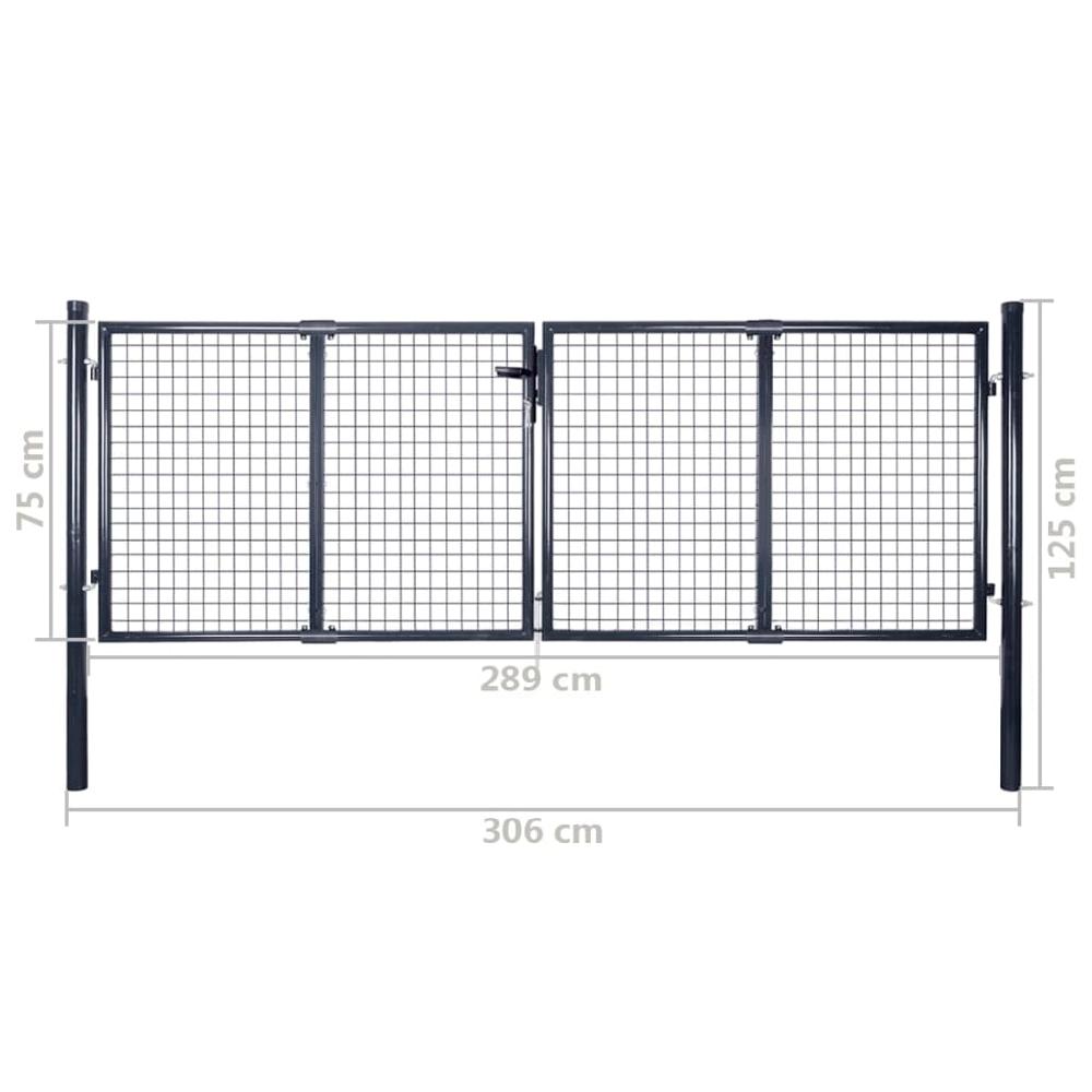 VidaXL Puerta De Malla De Jardín Acero Galvanizado Gris 289x75 Cm