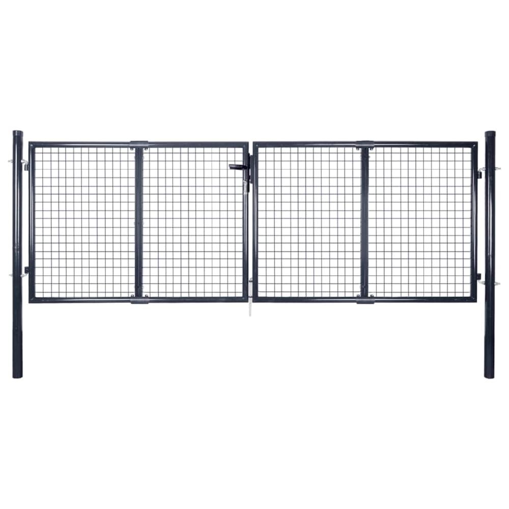 vidaXL Puerta de malla de jardín acero galvanizado gris 289x75 cm