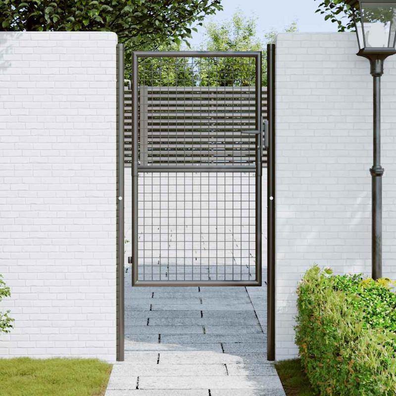 VidaXL Puerta De Malla De Jardín Acero Galvanizado Gris 100x200 Cm