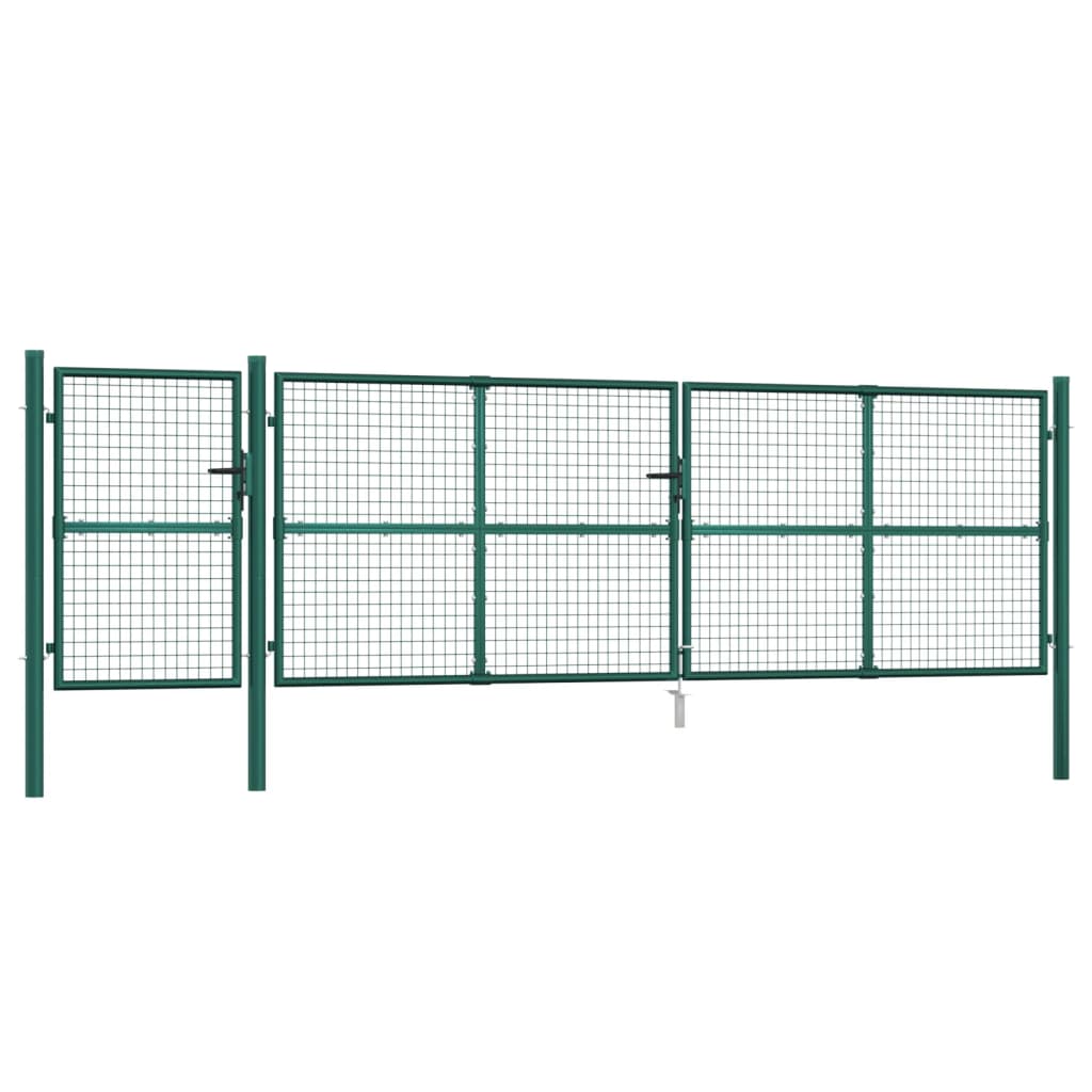 VidaXL Puerta De Malla De Jardín Acero Galvanizado Verde 500x175 Cm