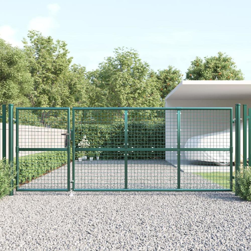 vidaXL Puerta de malla de jardín acero galvanizado verde 350x175 cm