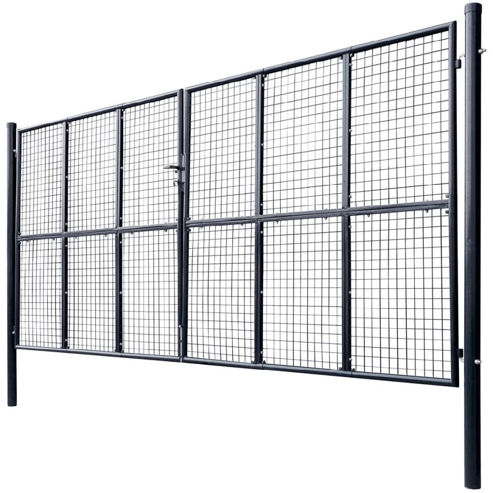 VidaXL Puerta De Malla De Jardín Acero Galvanizado 400x200 Cm Gris