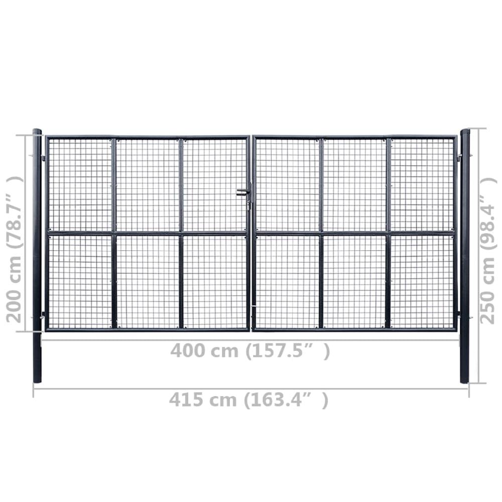VidaXL Puerta De Malla De Jardín Acero Galvanizado 400x200 Cm Gris