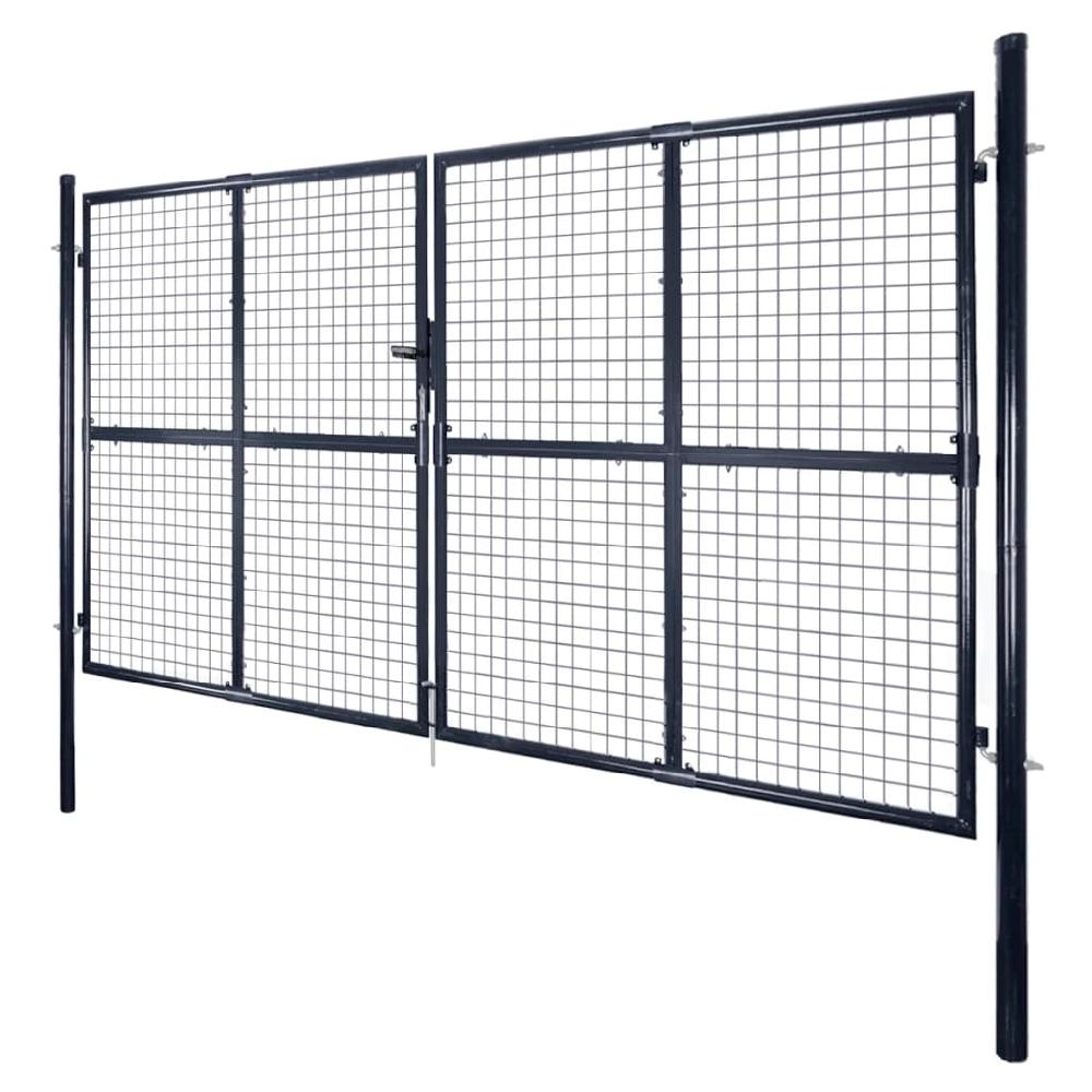 VidaXL Puerta De Malla De Jardín Acero Galvanizado Gris 289x150 Cm